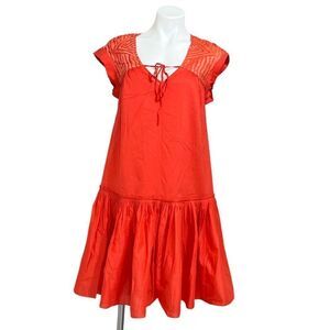 Maje Babe Short Sleeve Orange Flowy Mini Dress New Size Small